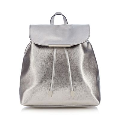 Silver metallic textured backpack